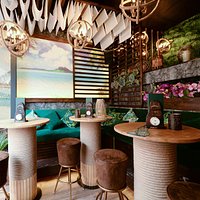 Our modern tiki decor will transport you to a tropical holiday!