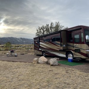 Very spacious camp site with a nice view.