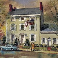 The James-Lorah Memorial Home in Doylestown, 1848. Birthplace of Henry Chapman Mercer