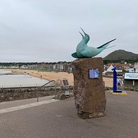 Backed by a beachside panorama.