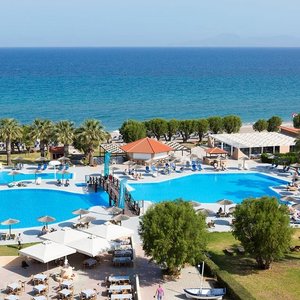 Outdoor area with pools,waterslides,pool bar,beach, courts, garden,snack bar and tavern