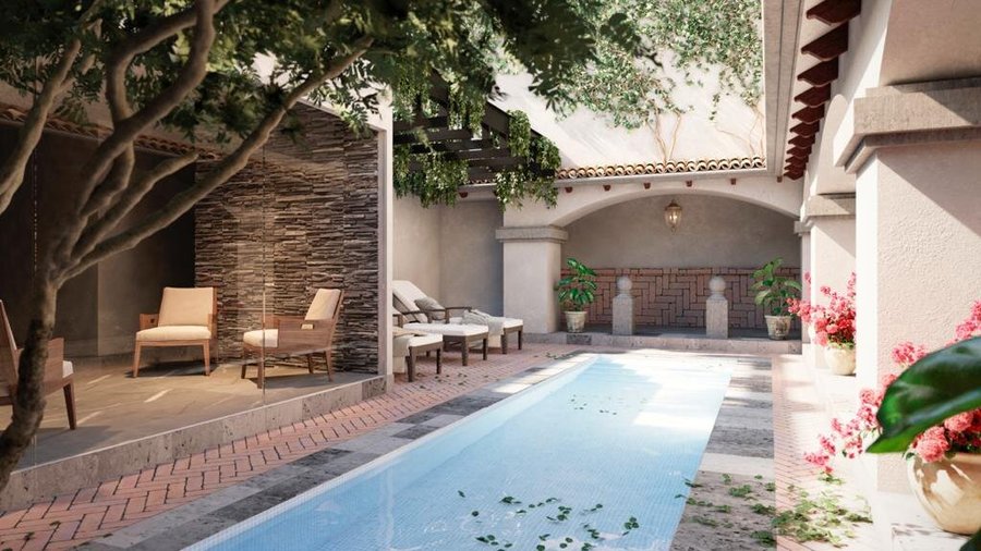 Hermosa alberca del hotel para un descanso relajante