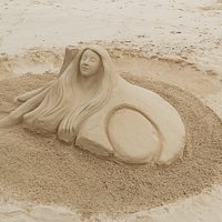 Sand sculpture at Playa la Clavellina