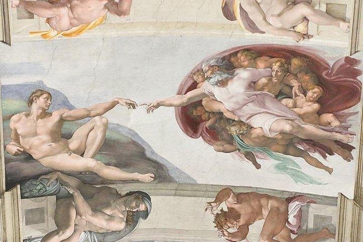 The ceiling of the Sistine Chapel.