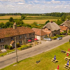 The Northbrook Arms (July 2020) taken by drone looking at Stratton Lane.