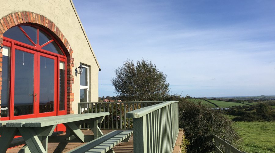 Blackthorn Cottage patio has a beautiful panoramic view of the County Down coast.