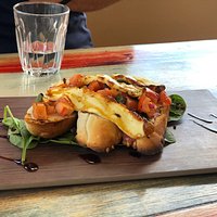 Fabulous lunch @ Salt Shaker - sweet potato gnocchi with pumpkin & fetta, bruschetta, Thai fish cakes