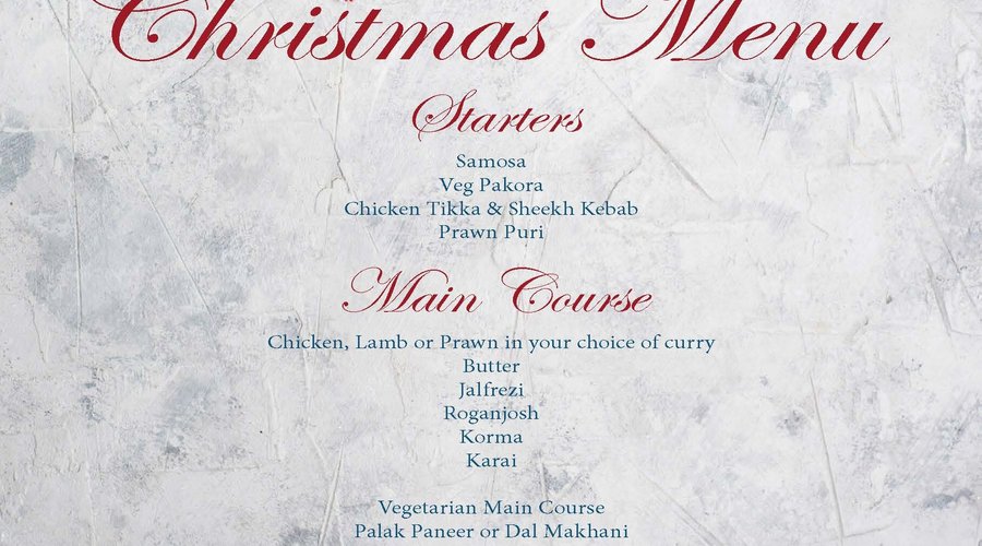 Our Special Menu for the 24th & 25th December