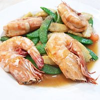 กุ้งผัดถั่วลันเตา