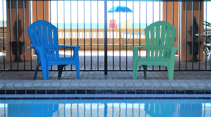 Pool is heated, clean and sanitized on a regular basis for your enjoyment