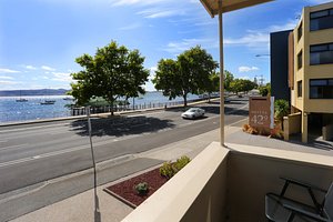 Motel 429 in Hobart, image may contain: Scenery, City, Balcony, Car