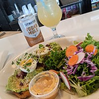 The avocado jammy egg with bacon, and a side salad! Delicious.