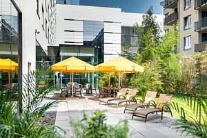 OREA Hotel Angelo Prague in Prague, image may contain: Terrace, City, Chair, Patio