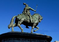 Europe, Portugal, Lisbon, Baixa, Rossio, Figueira Square, Dom Joao I statue  - SuperStock