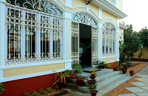 La Taara in Pondicherry, image may contain: Villa, Housing, Potted Plant, Door