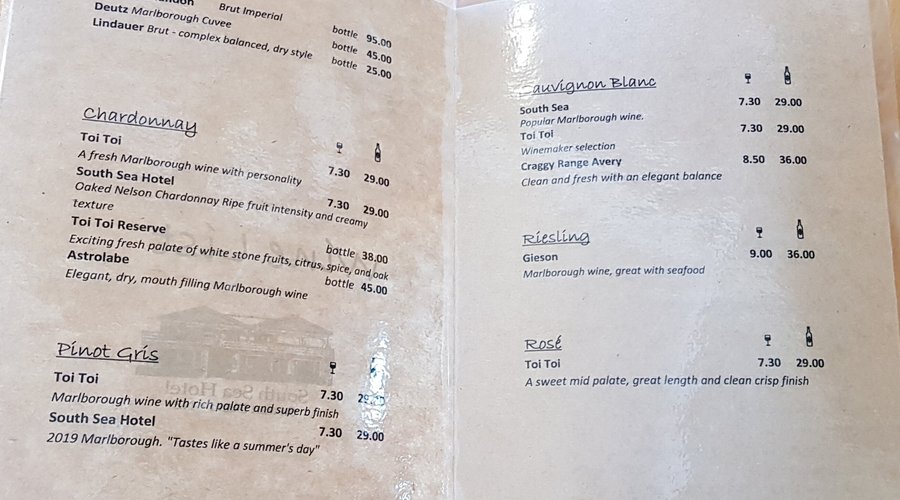 Wine List page 1