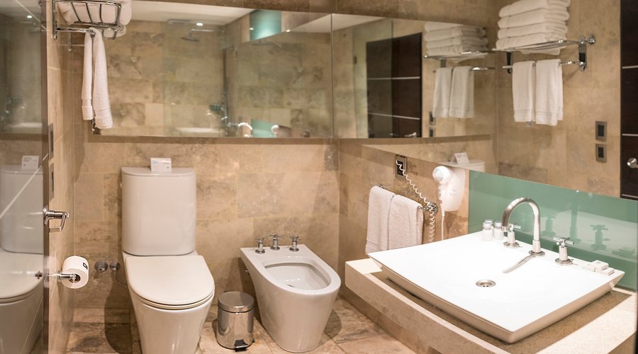 Baño: inodoro, bidet y ducha