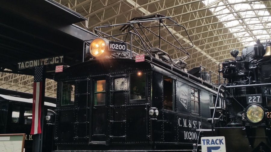 Learn about locomotive power... in this case an electric powered engine with the panograph that connects to a wire above. 