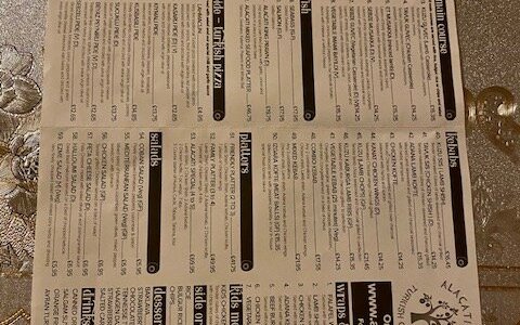 Our takeaway menu. 