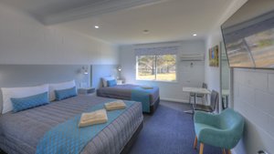 Glen Innes Motel in Glen Innes, image may contain: Dorm Room, Furniture, Bed, Chair