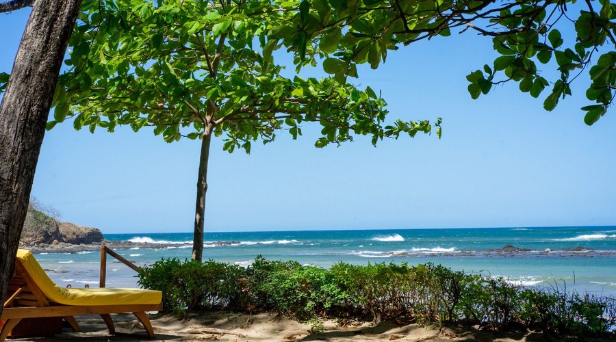The beach in front of the hotel.