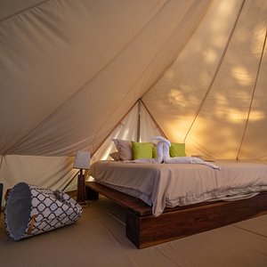 Really comfortable tents, with king or queen beds