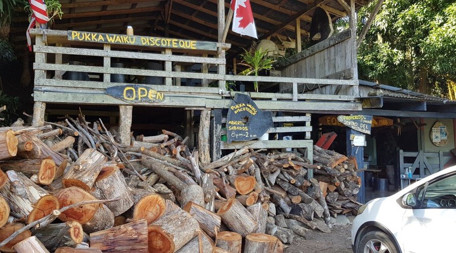 Piles of wood for the bbq at the entrance of Equus
