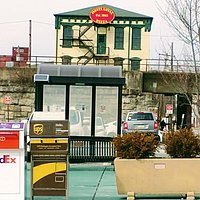 View of Hotel Loyal pizza from train station