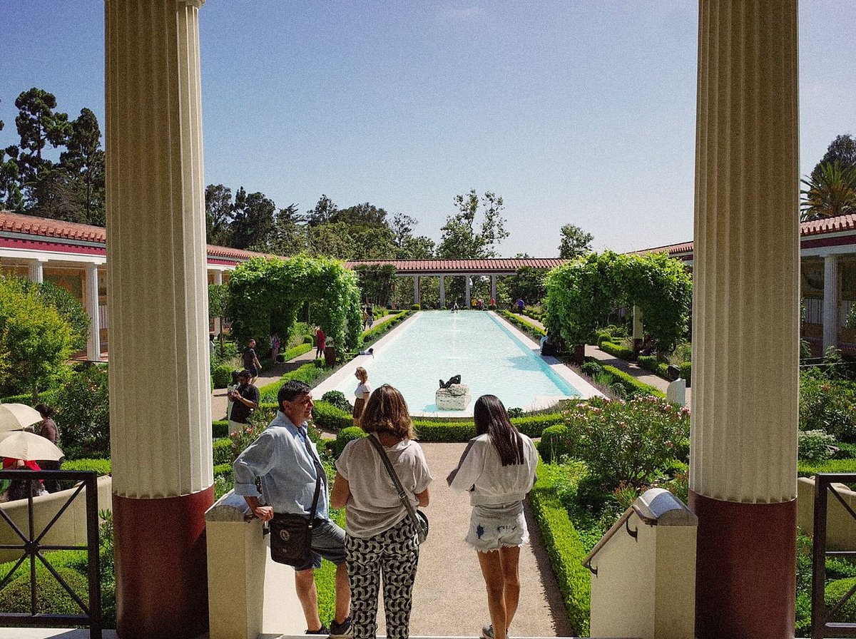 Photo of family in the garden at Getty Villa