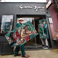 Artist Gerard Byrne outside his gallery and studio in Ranelagh, Dublin 6 launching his latest collection of figurative paintings, winter 2020 - 2021. Pictured with 'That's My Girl' and 'Whiskey Sour'.
Gerard Byrne Studio - Home of modern Irish Impressionism