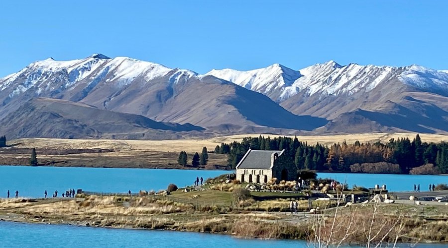 Stunning Lake Tekapo with the Church of the Good Shepherd. 