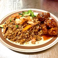 NEW combo A : House Spcial Fried Rice with Sweet & Sour Pork Plus Spring Roll