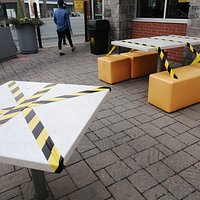 Hands off, can't sit, can't stay, even outside, despite every other restaurant allowing customer occupancy..