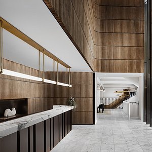 Hilton Melbourne Little Queen Street in Melbourne, image may contain: Interior Design, Lighting, Staircase, Corridor