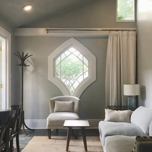 Carriage House-space to relax surrounded by pastel colors and architectural details.