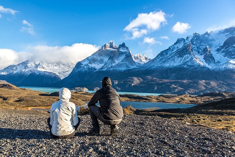 Two travelers in Torres del Paine National Park