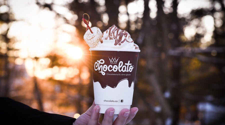 Enjoy the best hot chocolate in Tremblant with a choice or 16 flavours!