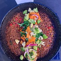 Paella Vegetariana y Pulpo al grill con burrata