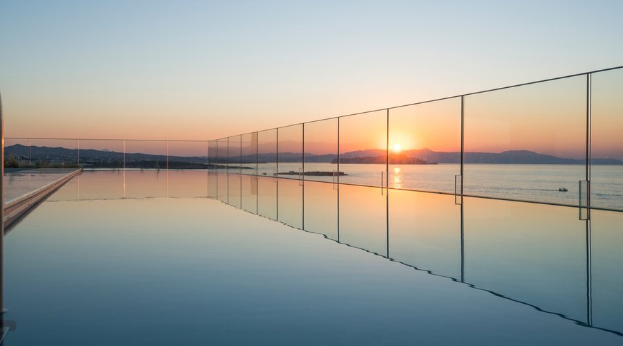 Rooftop swimming pool panoramic sea view
