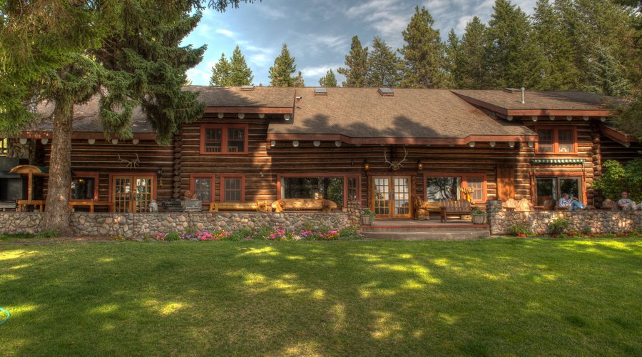 The Main Lodge - where all meals are served and guests check in - at Flathead Lake Lodge. 
