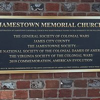Jamestown Memorial Church Plaque
