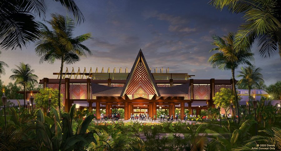 Disney's Polynesian Resort at night in Orlando, FL