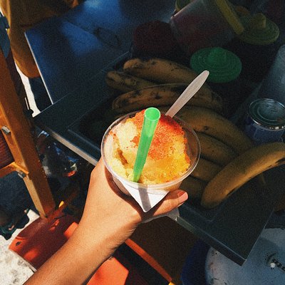 Shaved ice at a food cart in Mexico