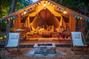 Hakuba Mominoki Hotel in Hakuba-mura, image may contain: Tent, Outdoors, Camping, Chair