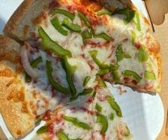 The green pepper and onion pizza.