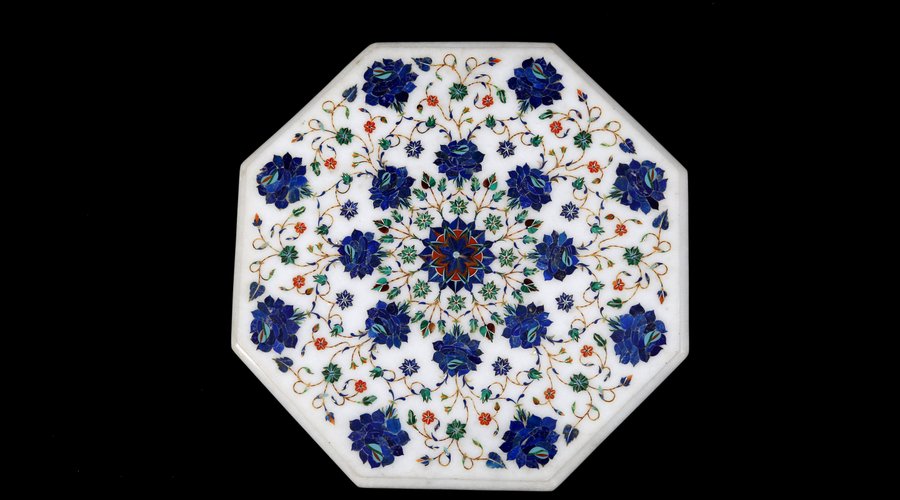  marble table with semi precious stones