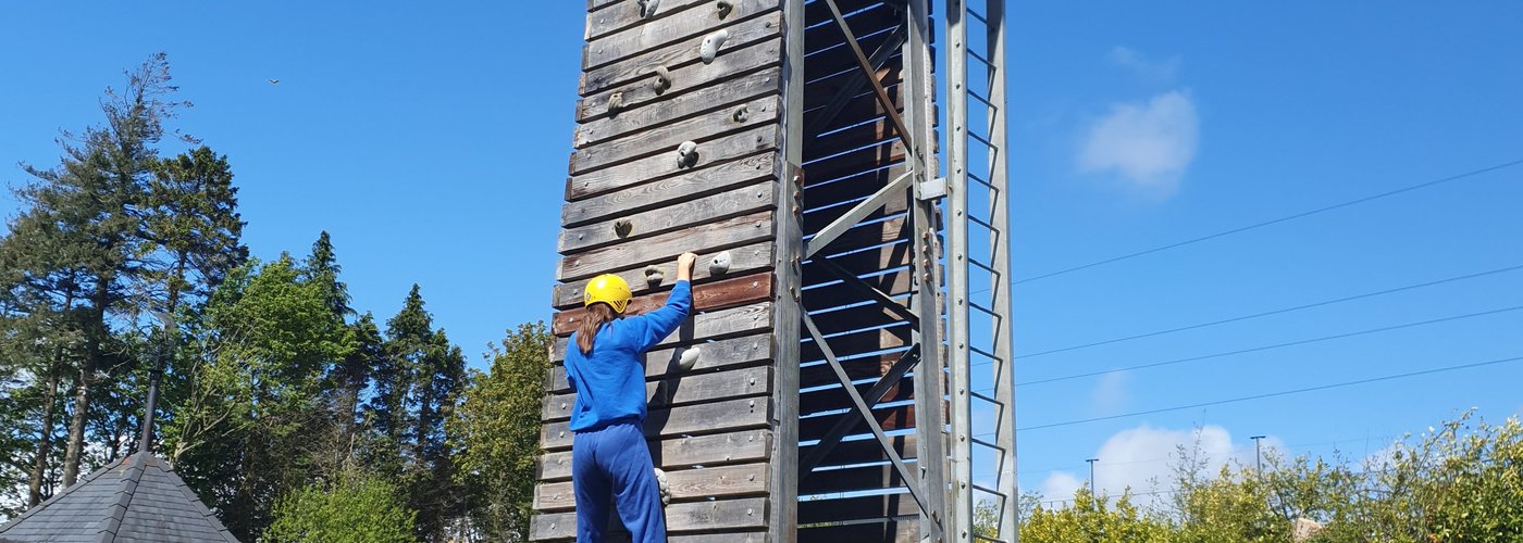 Our Climbing wall. Follow up a kayak adventure on the Scariff River with a hike up our climbing wall.