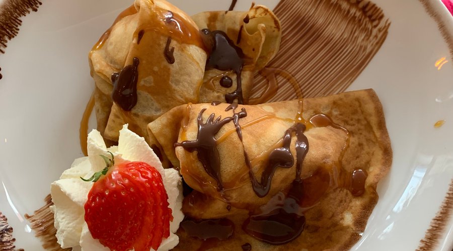 Salted Carmel ice cream crepe