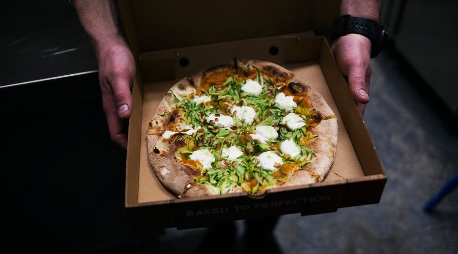 We serve Stone Baked Pizzas, all lovingly prepared by our Kitchen Team. This is our "Squashed" Pizza.