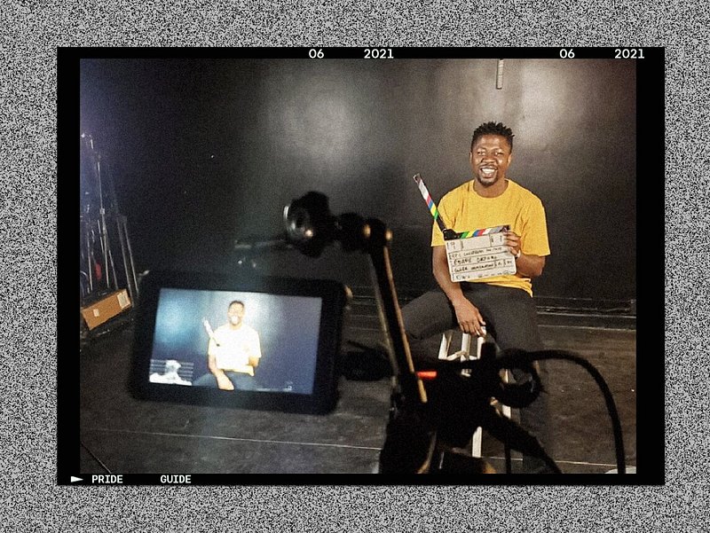 Photo of Edafe Okporo on set filming